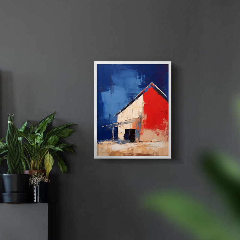 Paysages série Cxxv - reproduction encadrée de qualité supérieure - prête à être accrochée - aucun clou requis, Blanc / Blanc