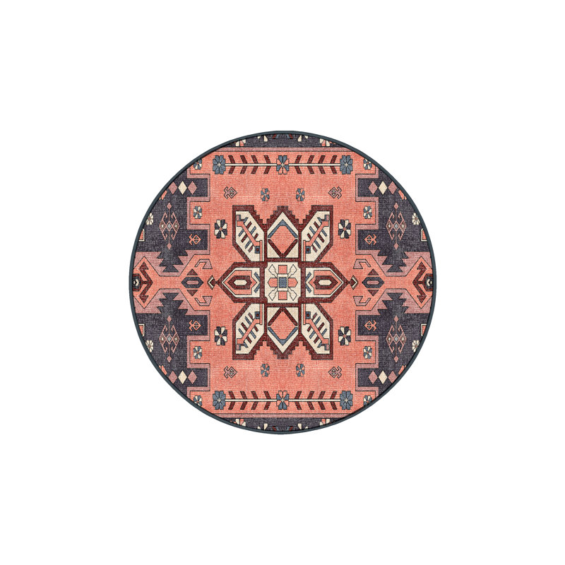 Tapis oriental en chenille / polyester tissé à la main Fitnat, Rond 8 pi