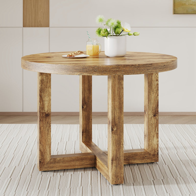 A Modern And Practical Circular Dining Table. Made Of MDF Tabletop And Wooden MDF Table Legs.