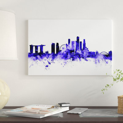 «Singapour Skyline» par Michael Tompsett, impression sur toile tendue