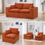 Canapé moderne en nuage avec flexibilité modulaire à 2 modules, revêtement en velours côtelé orange, rembourrage en mousse haute densité, housses de coussin amovibles, siège incurvé confortable pour le salon et les appartements, moelleux