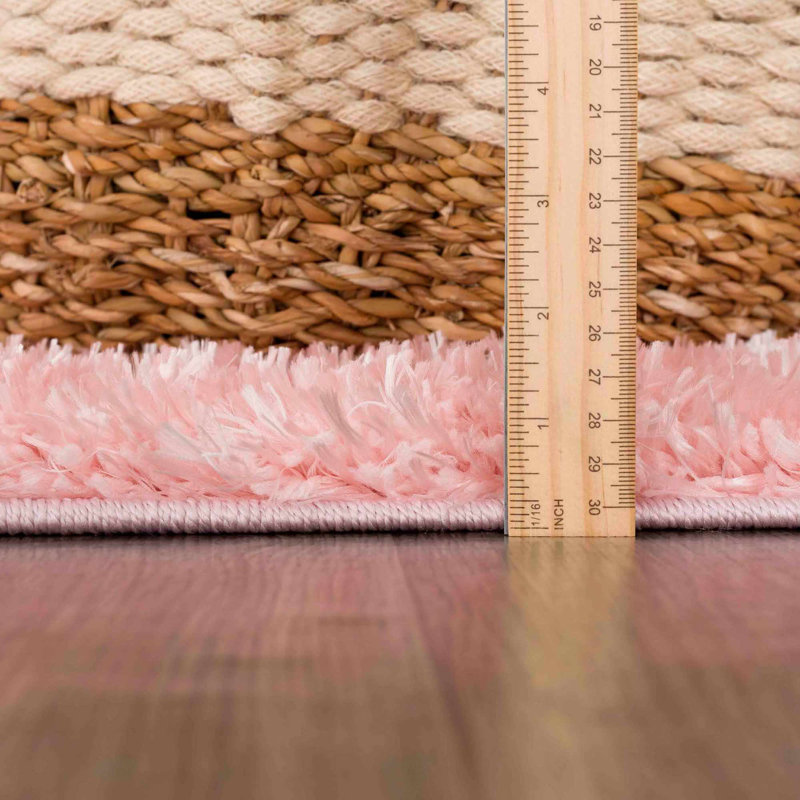Libero Solid Shag Pink Area Rug, Rectangle 4' x 5'7"