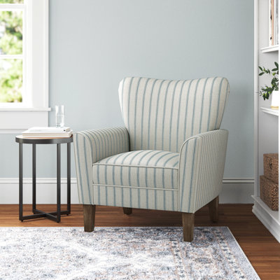Arching 31" W Polyester Armchair with Solid Wood Legs by Sand & Stable