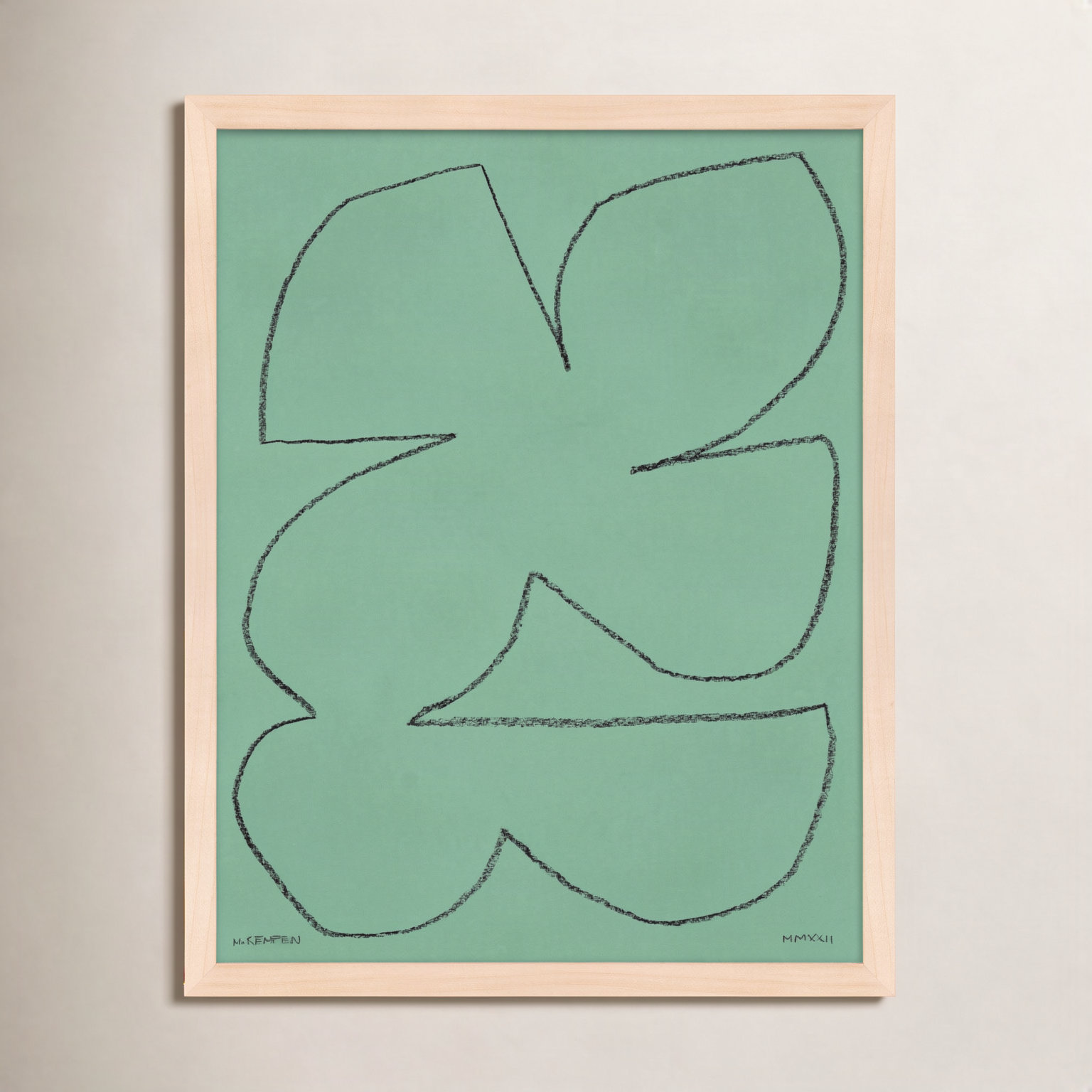 Freya "Sage 1" Print, 24" W x 30" H, Maple Framed