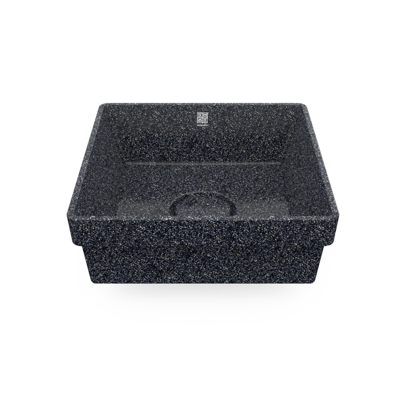 Woodio Cube40 15.748'' Wood Square Bathroom Sink, Stone