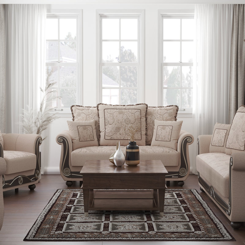 Causeuse convertible avec rangement PrimeNest Timeberline Collection, Beige, Noir