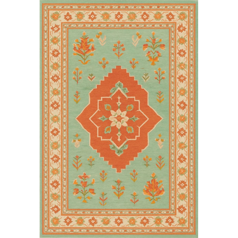 Tapis tissé orange traditionnel Mosso, 2' x 2'11"