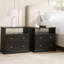 Ensemble de 2 tables de chevet avec 2 tiroirs et tablette ouverte Clyde Modern Farmhouse