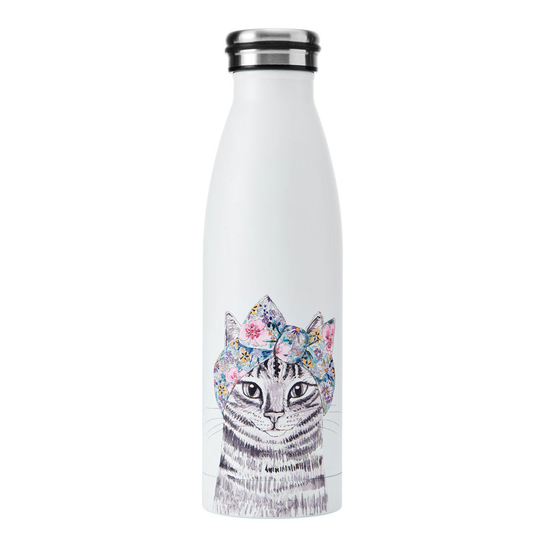 Mikasa x Tipperleyhill Cat Double-Walled Stainless Steel Water Bottle, 500ml
