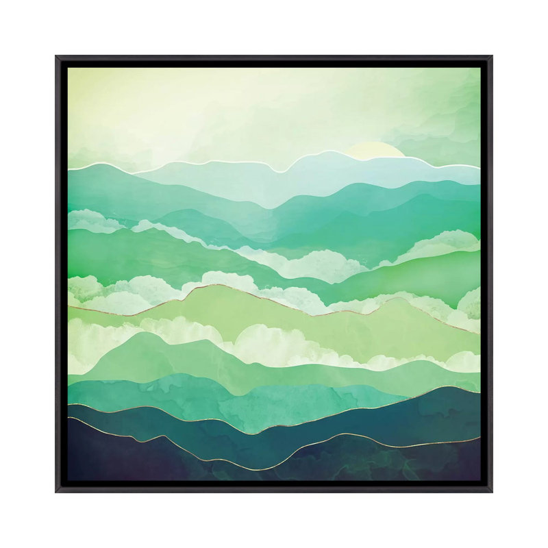 Emerald Spring - impression d'art graphique, Aucun mat, H 26 po x l 26 po x P 1,5 po, Toile avec cadre noir patiné