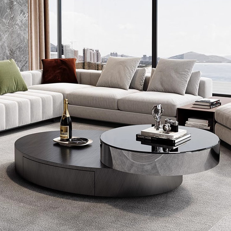 Table basse rotative légère de luxe moderne, Gris, Gris foncé