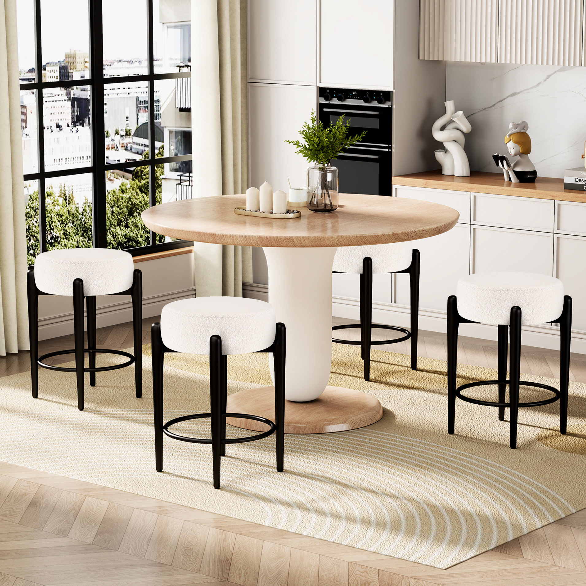 Latitude Run® 4 - Piece Of Mid Century Backless Dining Chairs With ...