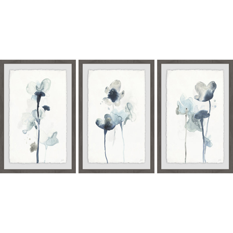 Midnight Blossoms IV - Ensemble de 3 cadres photo, H 24 po x l 16 po x P 1,5 po