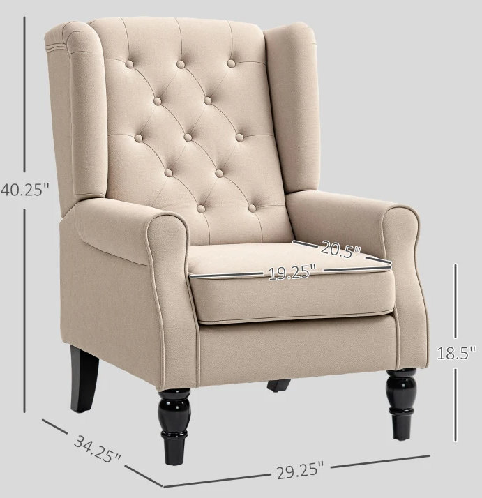 Button-Tufted Lounge Chair,Beige