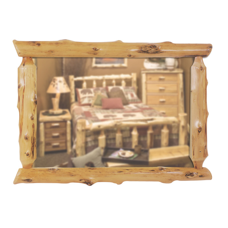 Fireside Lodge Cedar Log Half-Log Mirror - With Glass - Natural - 36"W x 36"H, 36" W x 36" H