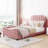 Twin Upholstered Daybed In Enchanting Pink With Classic Stripe Headboard - Structure Size Frame, Stylish Look, Easy Assembly Process-230871560