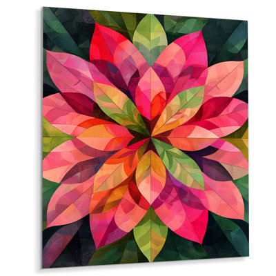 Kaleidoscope Leaves - Traditional Metal Art Print, Leaves Metal Wall Decor