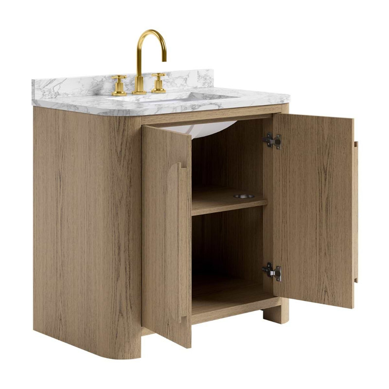 TileBar Studio Vanities Harper Vanity with Top, 36" W, Carrara Marble