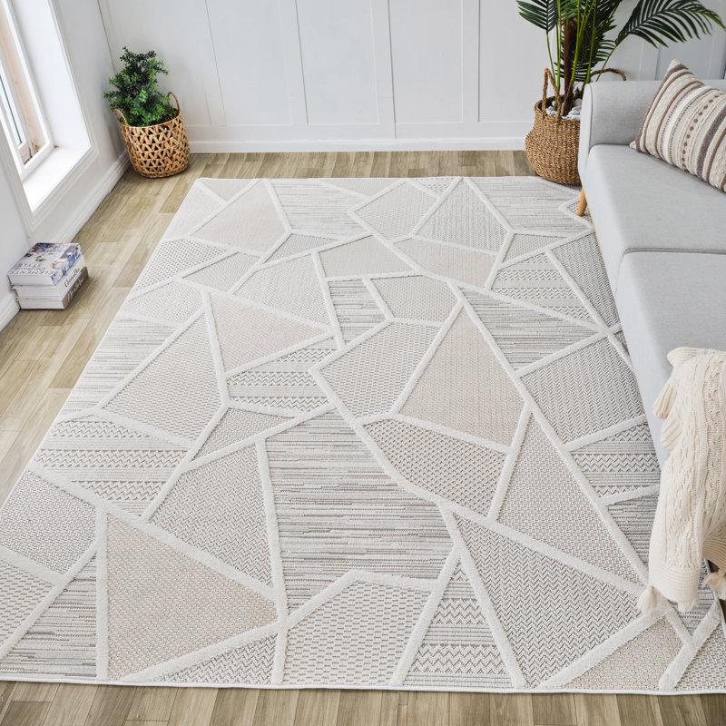 Tapis intérieur crème / beige à motif géométrique crème / beige 8 pi x 11 pi (7 pi 10 po x 10 pi 10 po) Novara