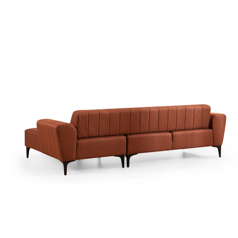 Élégant canapé-lit d'angle, rouge carrelé | Cadre en bois de hêtre et en carton gris, 106,3 x 55,1 x 30,3 pouces | Tissu 100% polyester, mécanisme de dossier pivotant | Coussins en mousse souple et silicone | Mobilier de salon moderne facile à nettoyer