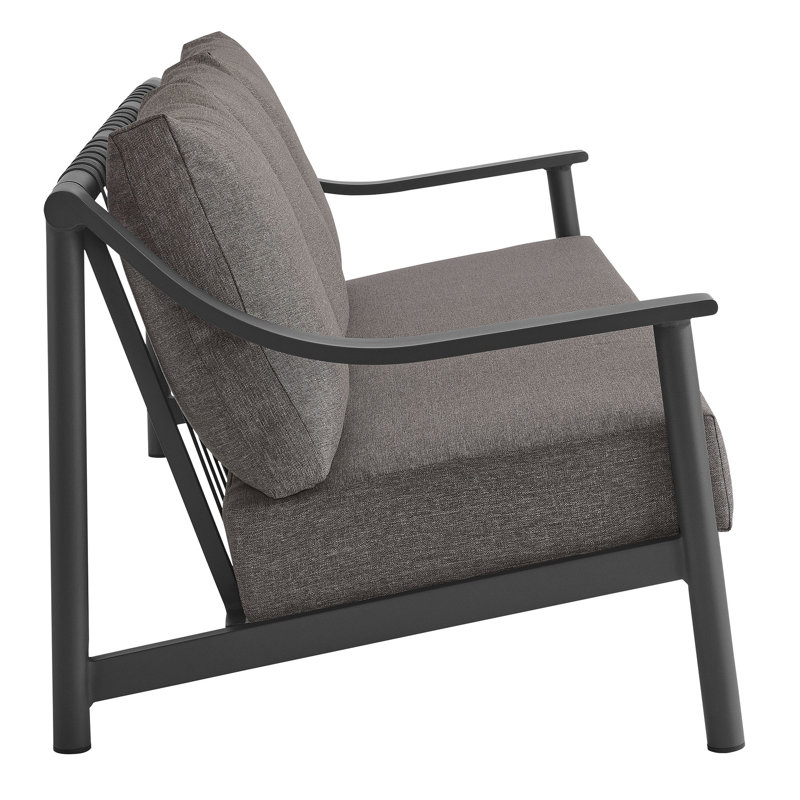 Terrace 3-Seat Carbon Graphite Aluminum Outdoor Sofa