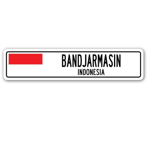 Plaque de rue en aluminium Brumley Bandjarmasin, Indonésie, H 6 po x l 24 po x P 1 po
