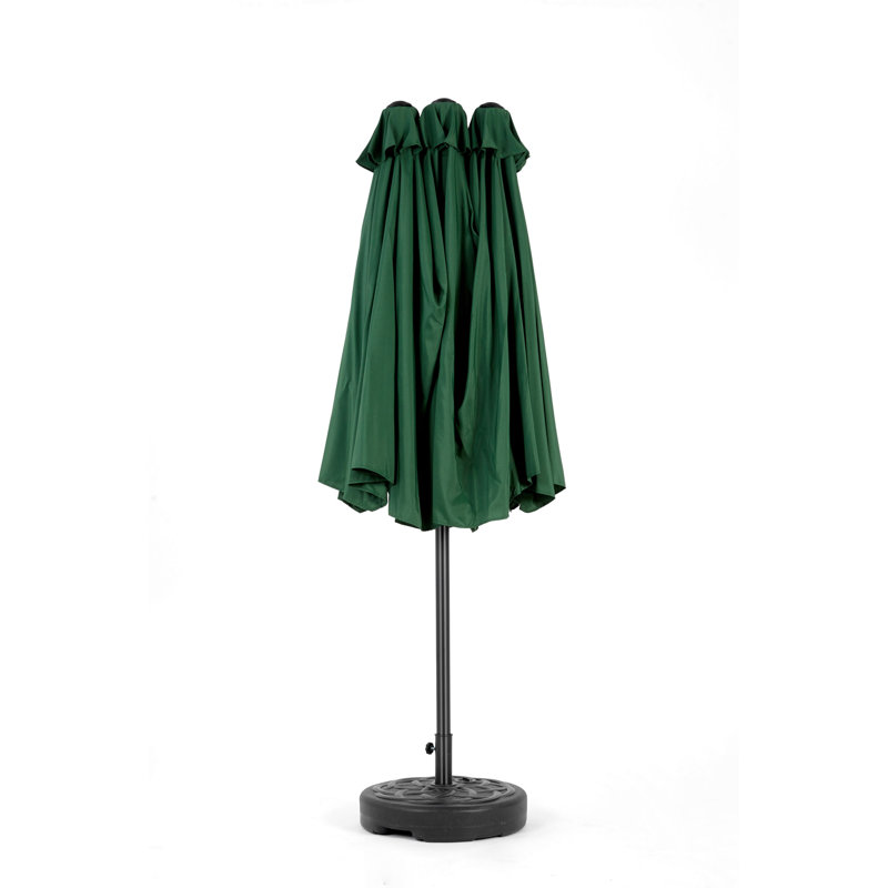 Grand parasol rectangulaire double 14,8 pi avec manivelle, Vert foncé