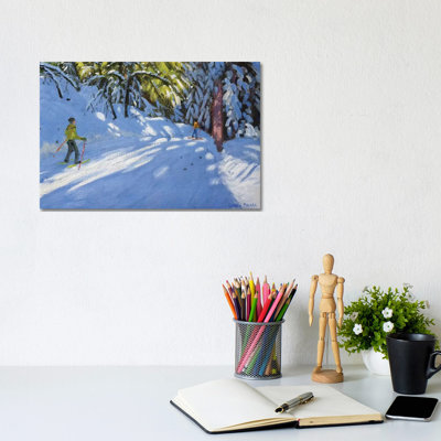 Skiing Through The Woods, La Clusaz by Andrew Macara - Wrapped Canvas Painting