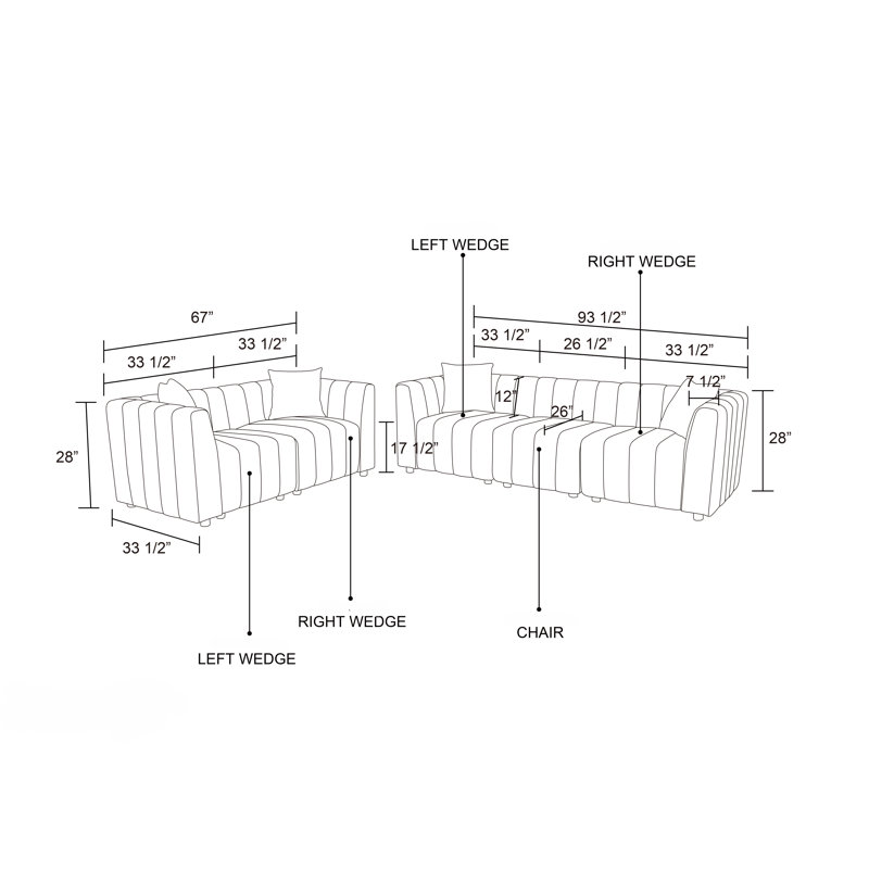 Ensemble de canapé modulaire réversible en microfibre blanche 5- Picec