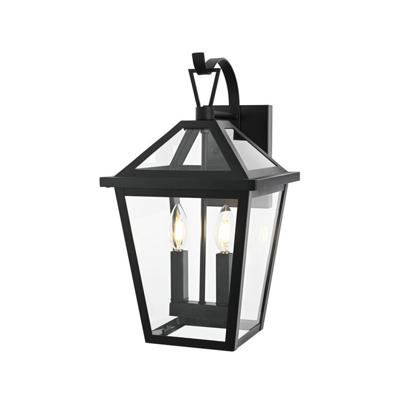 Leandra Outdoor Wall Sconce in Black, 18" H x 10" W x 11.5" D