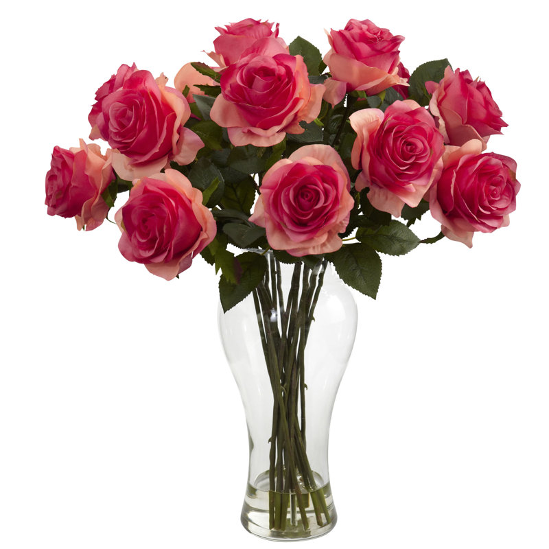Centres de table Blake Roses dans un vase, Rose foncé