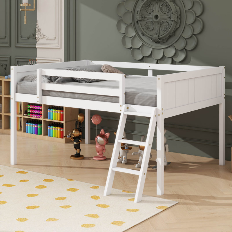 Lit plateforme contemporain en bois, Blanc
