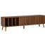 Meuble audio-vidéo Mid-Century moderne, meuble télé 70 po, pieds en bois massif, noyer, espace de rangement suffisant pour console multimédia, meuble avec salon supplémentaire