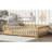 Full Size Floor Bed With Fence And Door,Rubber Wood Floor Bed With Safety Guardrails,Natural-983809151