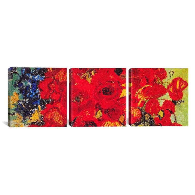 "Vase with Daisies and Poppies" par Vincent van Gogh, ensemble de 3 reproductions d'art sur toiles tendues
