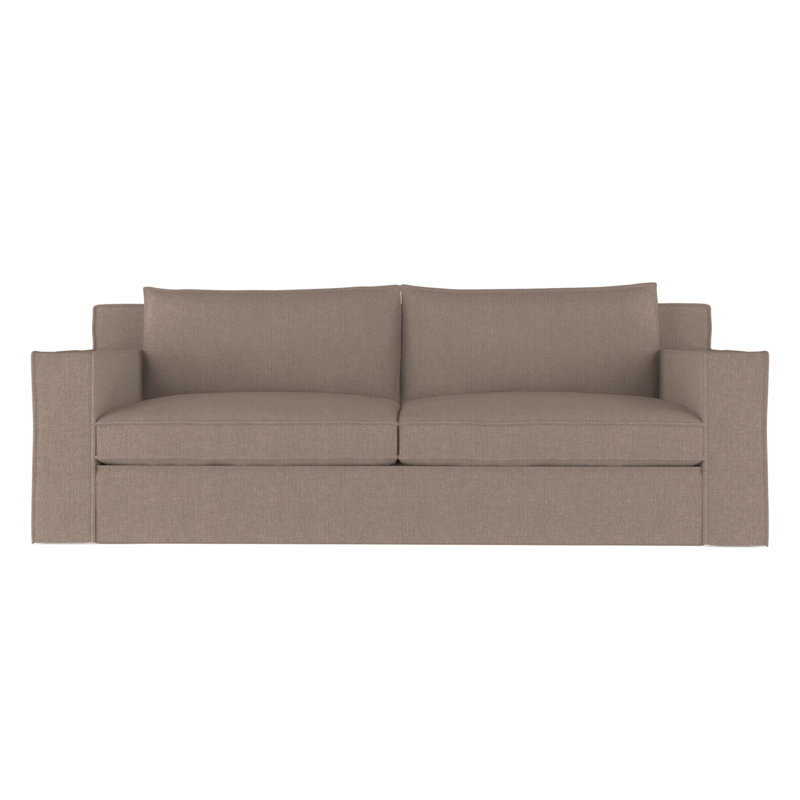 Mulberry Square Track-Arm Sofa with Flange Seam, 33" H x 108" W x 45" D, Box Weave Linen Pumice, Ebony