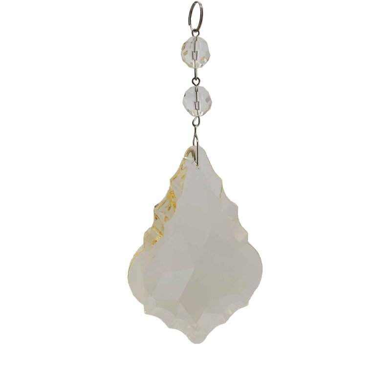 Ornement en forme de feuille de cristal en forme de fleuron, Champagne, H 5,9 po x l 3 po x P 2 po