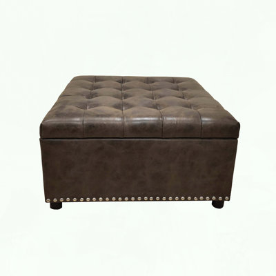 Tufted Storage Ottoman with Nailhead Trim