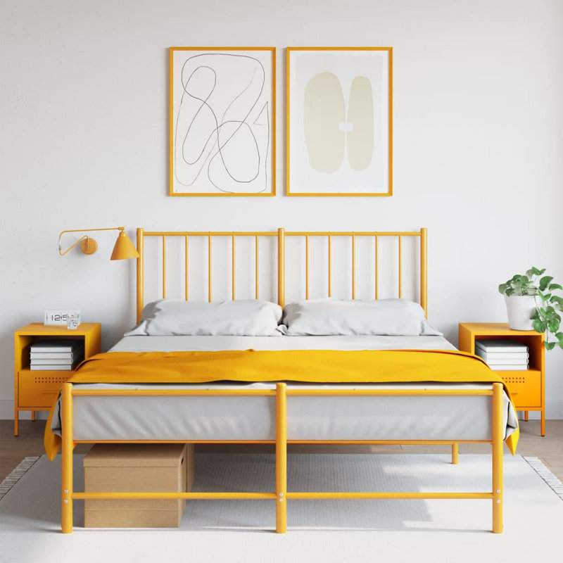 Bedside Cabinets 2 pcs 36x39x50,5 cm Steel, Mustard Yellow