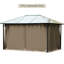 Panneau latéral de pavillon de jardin brun foncé 10 pi x 12 pi, avec panneaux, crochets, pour cloison d'intimité Pergola 12 po, brun, crochets et protection solaire