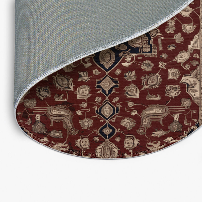 Persian Black Indoor and Outdoor Area Rug, Round 5'