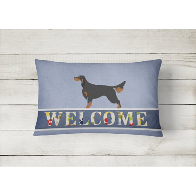  Gordon Setter Welcome Indoor/Outdoor Throw Pillow
