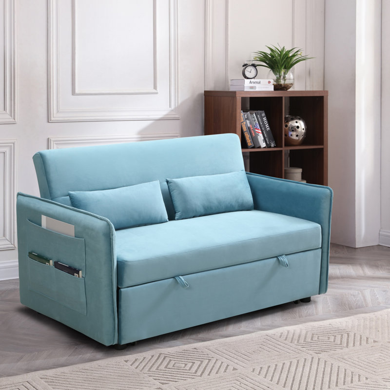 Canapé-lit escamotable, méridienne ajustable avec 2 poches latérales et 2 coussins pour le bureau personnel