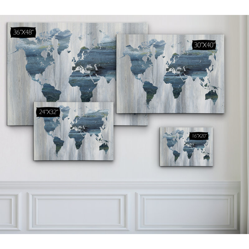 « texture monde map », impression sur toile, H 30 po x l 40 po x P 1,5 po