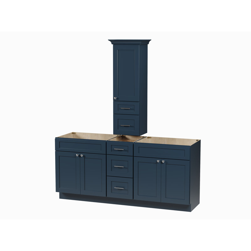 Ensemble de meuble-lavabo double 75 po avec comptoir Disar, Bleu