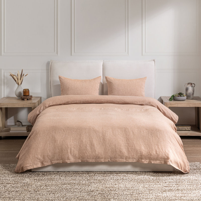 Jayson Clay Linen Cashmere 3pc King Duvet Set, Queen Duvet Cover + 2 Standard Shams