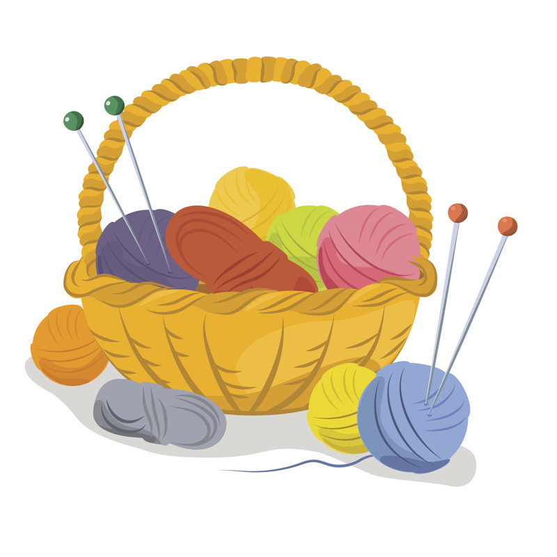 Basket With Yarn by Sasha_astra - Wrapped Canvas Print, 30cm H x 30cm W x 3.8cm D