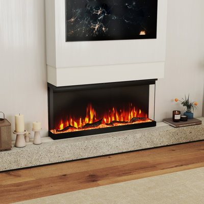 Foyer électrique encastré à 3 côtés de 36/40/50/60 pouces avec télécommande et 12 couleurs de flammes