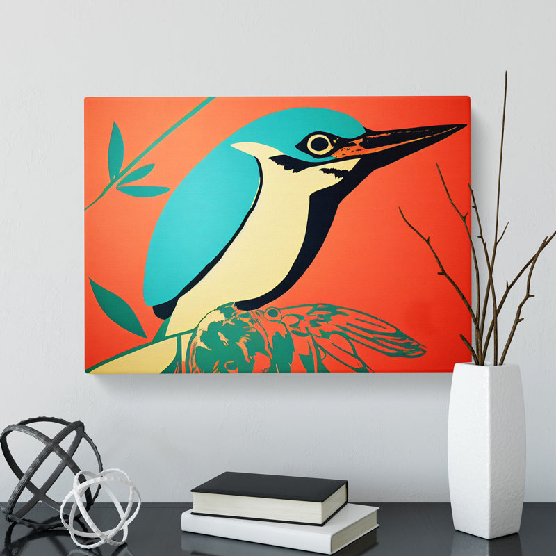Spectacular Kingfisher Bird Abstract - Wrapped Canvas, 35cm H x 50cm W x 3cm D