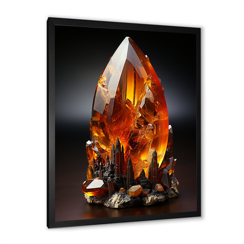 Citrine orange, pierre spirituelle orange - impression, Cadre photo noir, H 32 po x l 16 po x P 1 po